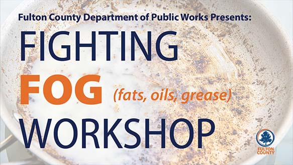 Fulton County Department of Public Works flyer titled "Fighting Fog Workshop"