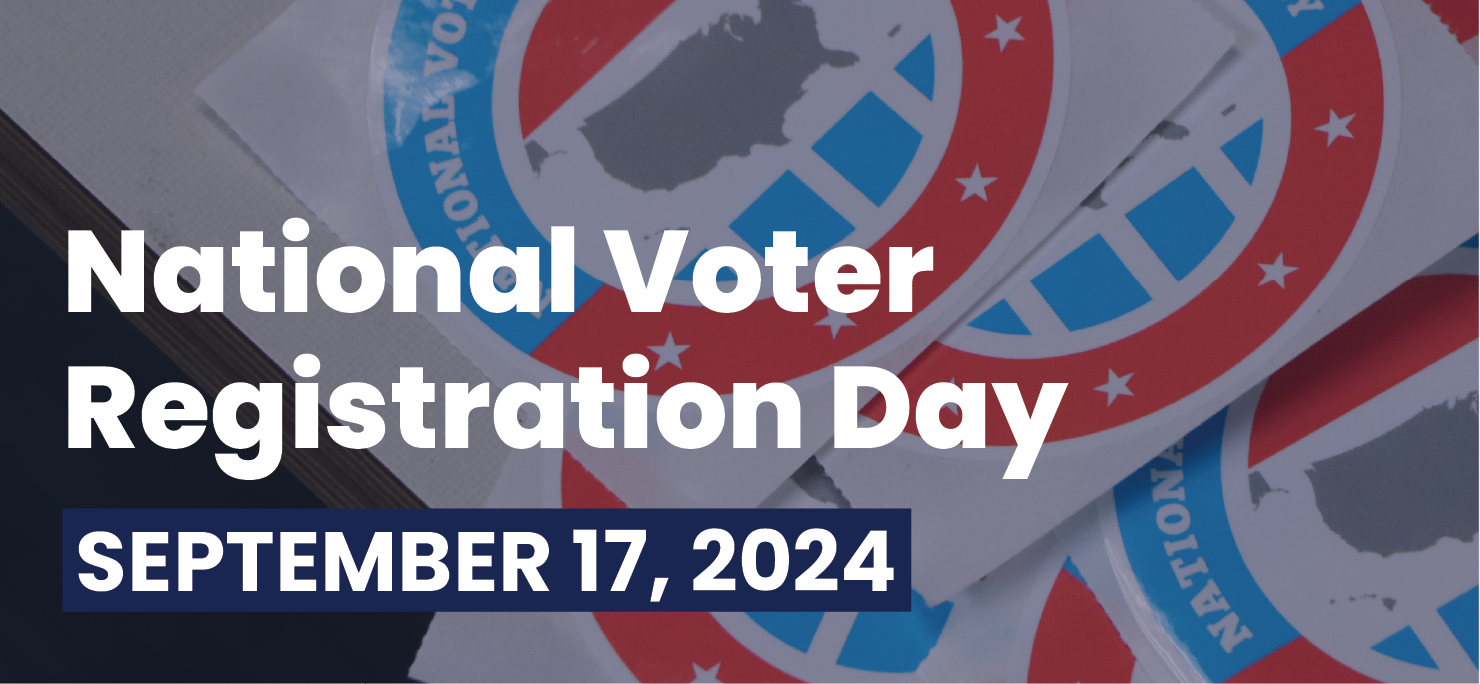 Fulton County flyer titled "National Voter Registration Day: September 17, 2024" featuring transparent images in the background